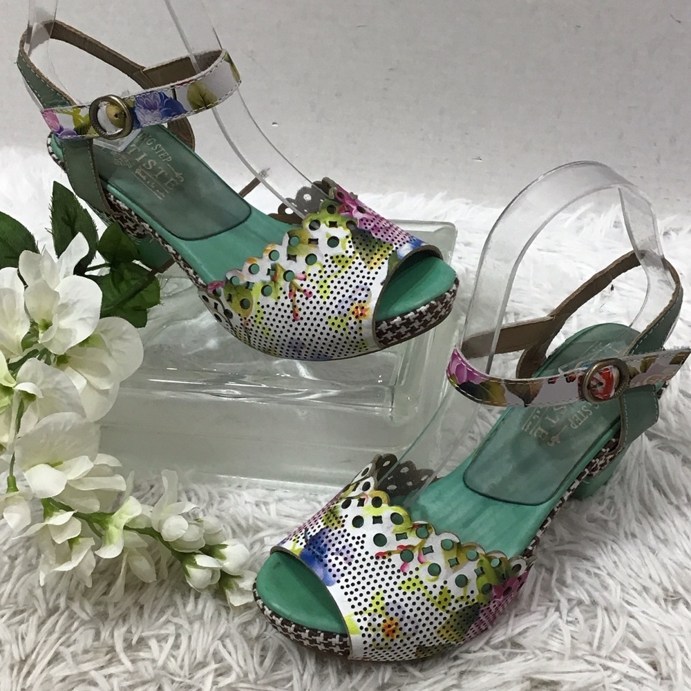 L’Artiste Spring Step Jivvi open toe floral leather sandals 36